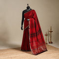 Red - maheshwari silk natural dyed bagh saree with zari