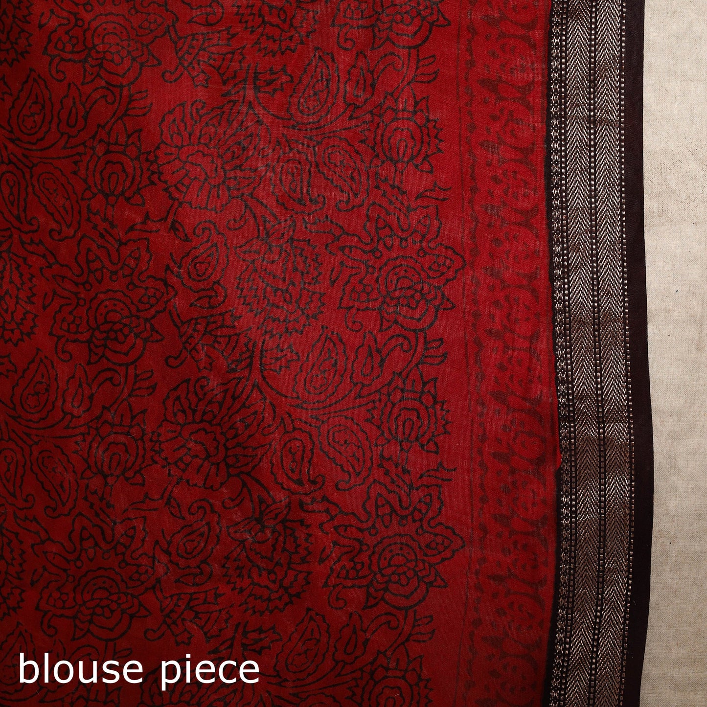 Red - maheshwari silk natural dyed bagh saree with zari