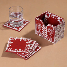  Mandana Art Handpainted Paper Mache Coasters 
