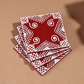  Mandana Art Handpainted Paper Mache Coasters 