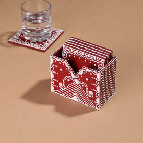  Mandana Art Handpainted Paper Mache Coasters 