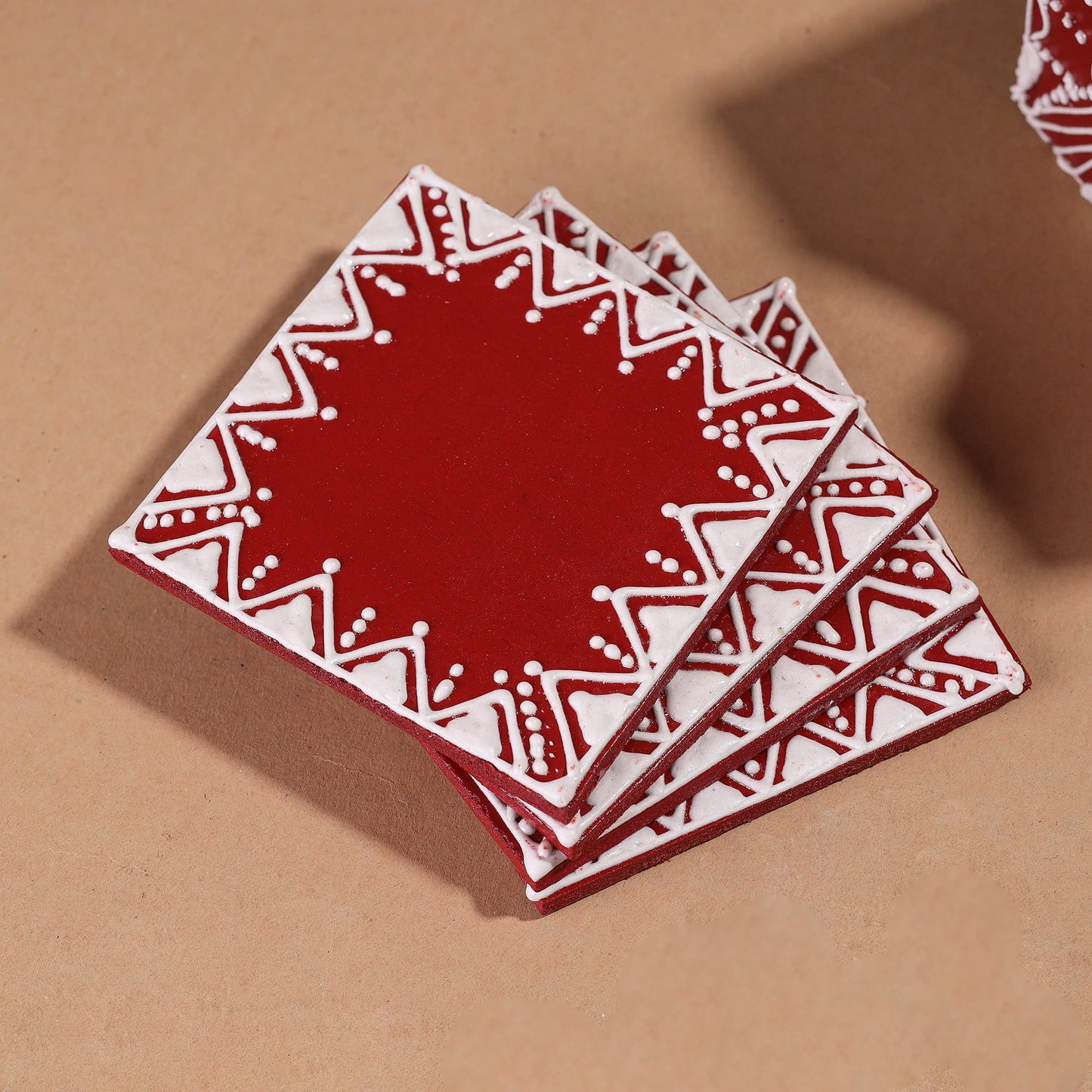  Mandana Art Handpainted Paper Mache Coasters 