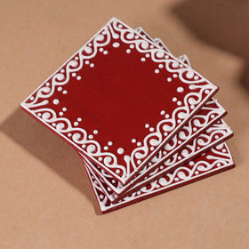  Mandana Art Handpainted Paper Mache Coasters 