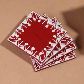  Mandana Art Handpainted Paper Mache Coasters 