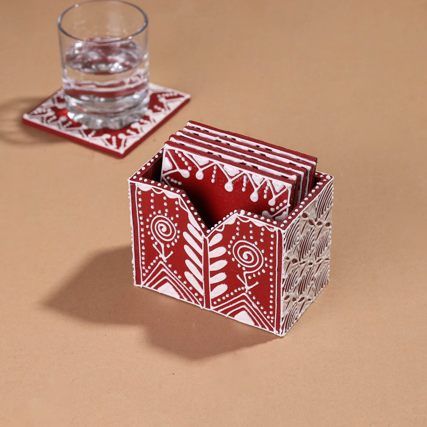  Mandana Art Handpainted Paper Mache Coasters 