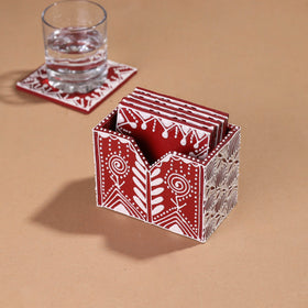  Mandana Art Handpainted Paper Mache Coasters 