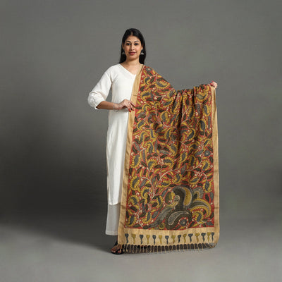 Red - mangalagiri cotton handpainted pen work kalamkari