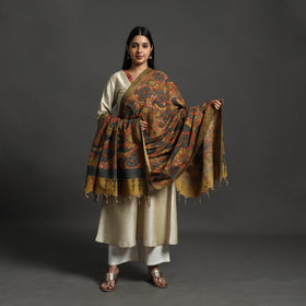 Red Mangalagiri Cotton Handpainted Pen Work Kalamkari Dupatta 