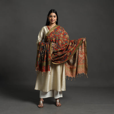 Red - mangalagiri cotton handpainted pen work kalamkari