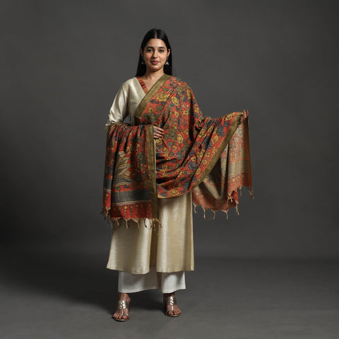 Red - mangalagiri cotton handpainted pen work kalamkari