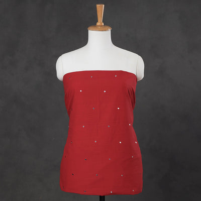 Buy Red Mangalagiri Cotton Sequin Work Kurta Material
