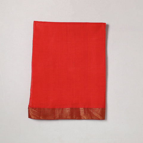 Red - Mangalagiri Handloom Cotton Zari Border Precut Fabric (1 meter) 22