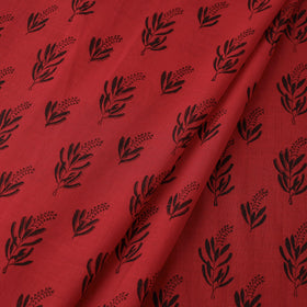 Red Mangalagiri Block Printed Handwoven Cotton Fabric 