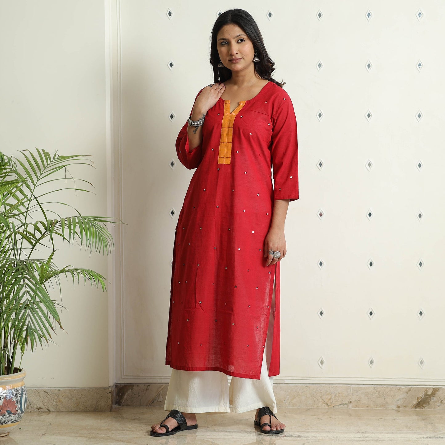 Buy iTokri Casuals - Mangalagiri Pure Handloom Cotton Embroidered Long Kurta Online at iTokri.com
