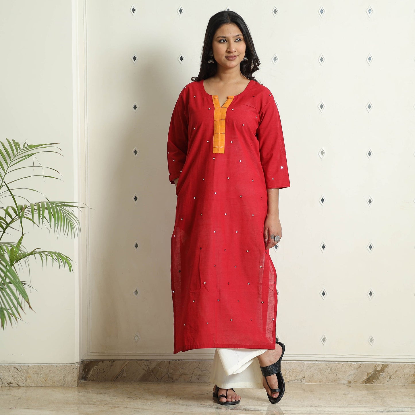 Buy iTokri Casuals - Mangalagiri Pure Handloom Cotton Embroidered Long Kurta Online at iTokri.com