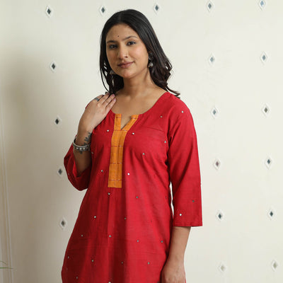 Buy iTokri Casuals - Mangalagiri Pure Handloom Cotton Embroidered Long Kurta Online at iTokri.com