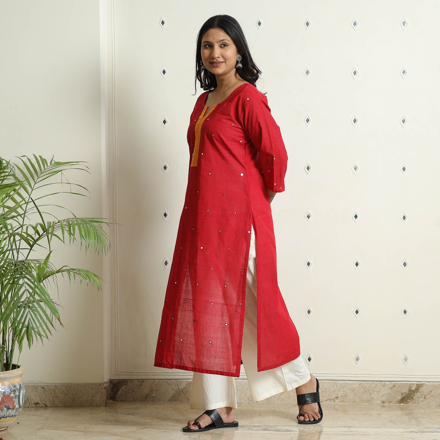 Buy iTokri Casuals - Mangalagiri Pure Handloom Cotton Embroidered Long Kurta Online at iTokri.com