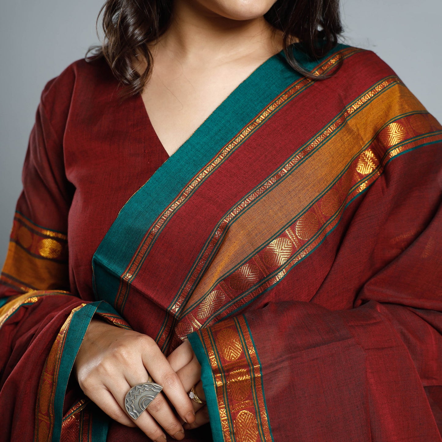 Red - maroon dharwad cotton kurta with palazzo & dupatta