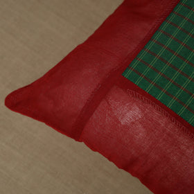 Red - Maroon - Kanchipuram Patchwork Cotton Cushion Cover 22