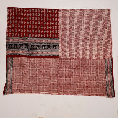 Maroon Natural Dyed Cotton Bagh Print Kurta Material