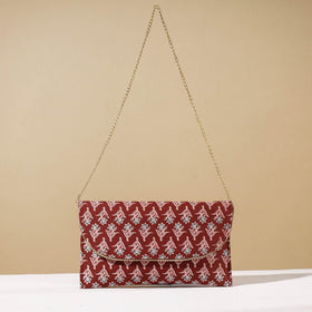 Red Marudhara Printed Sling Clutch Wallet