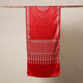 Red - mashru silk printed stole 46 - handcrafted
