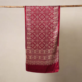 Red Mashru Silk Printed Ajrakh Stole 
