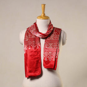 Red - mashru silk printed stole 41 - handcrafted