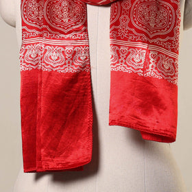 Red - mashru silk printed stole 43 - handcrafted