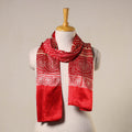 Red - mashru silk printed stole 43 - handcrafted