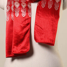 Red - mashru silk printed stole 46 - handcrafted