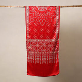 Red - mashru silk printed stole 46 - handcrafted
