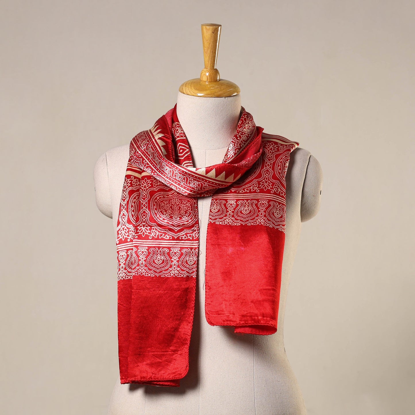 Mashru Silk Printed Ajrakh Stole 