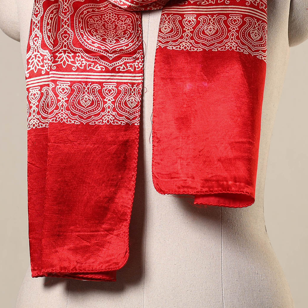 Mashru Silk Printed Ajrakh Stole 