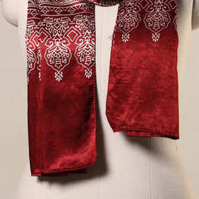 Red Mashru Silk Printed Ajrakh Stole 