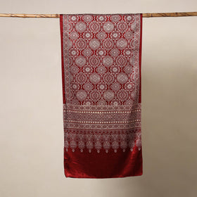 Red Mashru Silk Printed Ajrakh Stole 