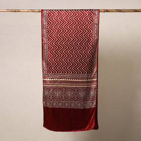 Red - mashru silk printed stole 65 - handcrafted