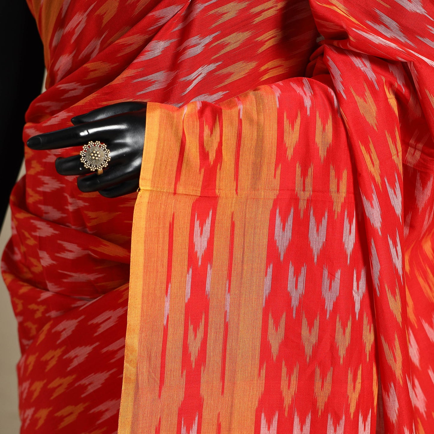 Red - mercerised cotton handloom pochampally ikat saree 12