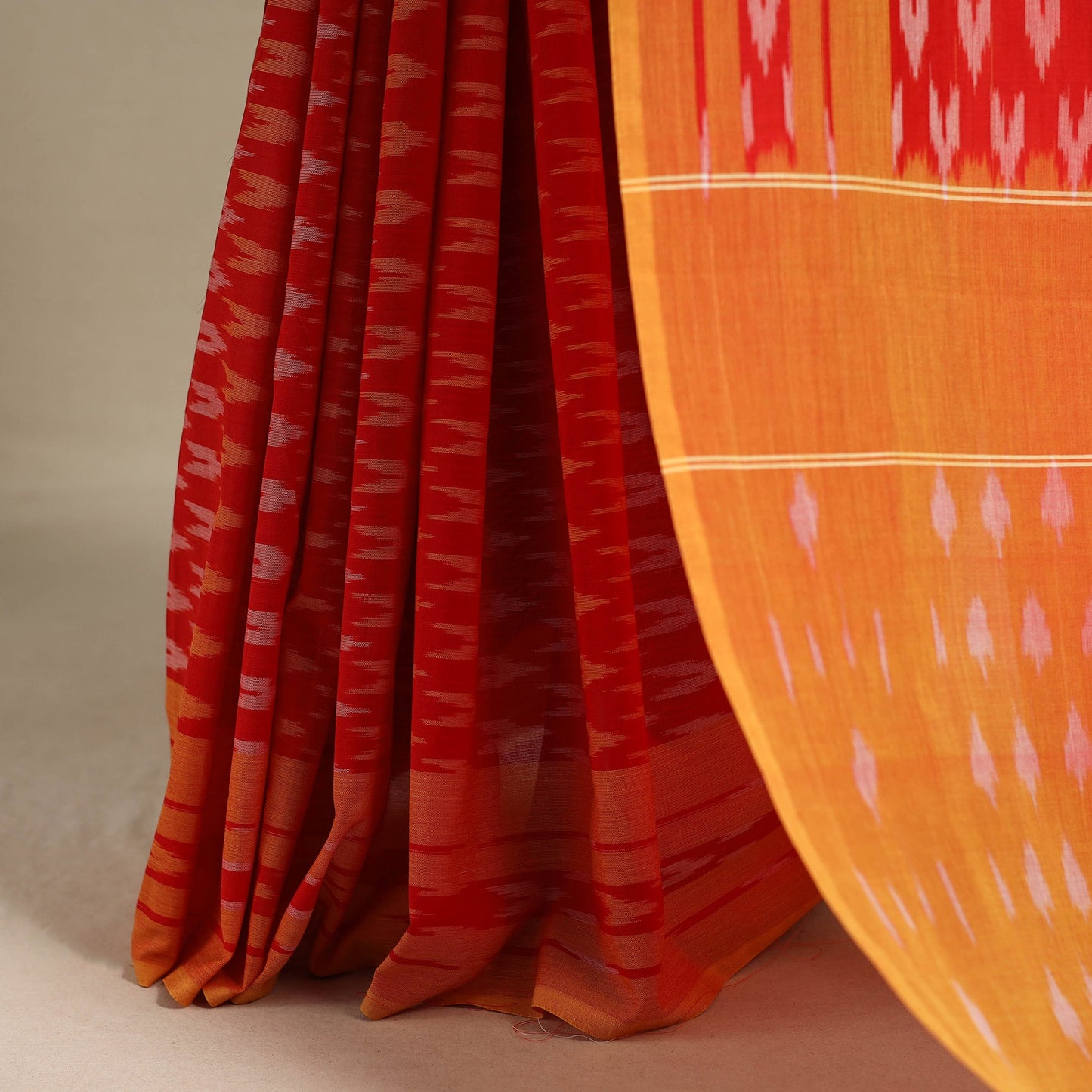 Red - mercerised cotton handloom pochampally ikat saree 12