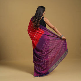 Red Mercerised Cotton Handloom Pochampally Ikat Saree