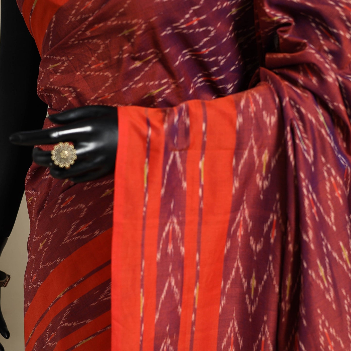 Red - mercerised cotton handloom pochampally ikat saree 27