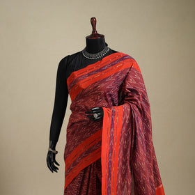 Red - mercerised cotton handloom pochampally ikat saree 27