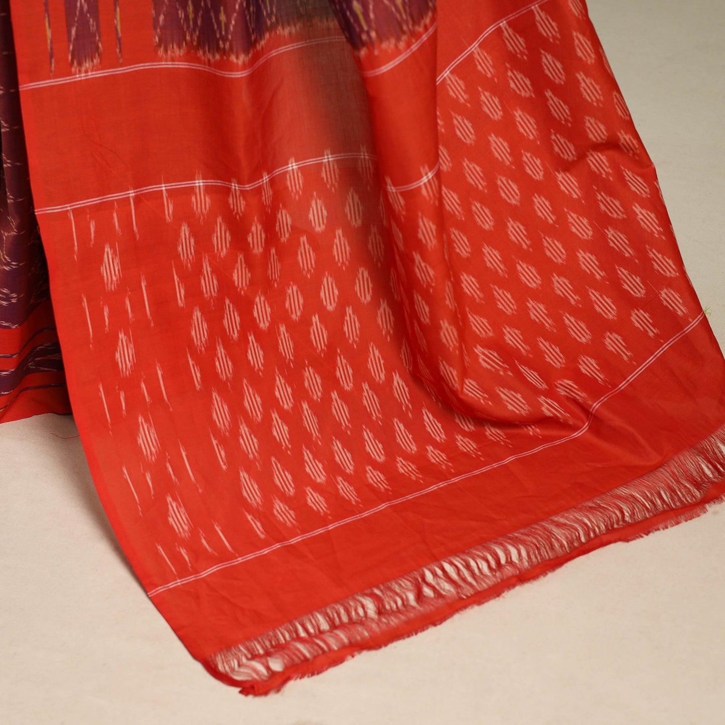 Red - mercerised cotton handloom pochampally ikat saree 27