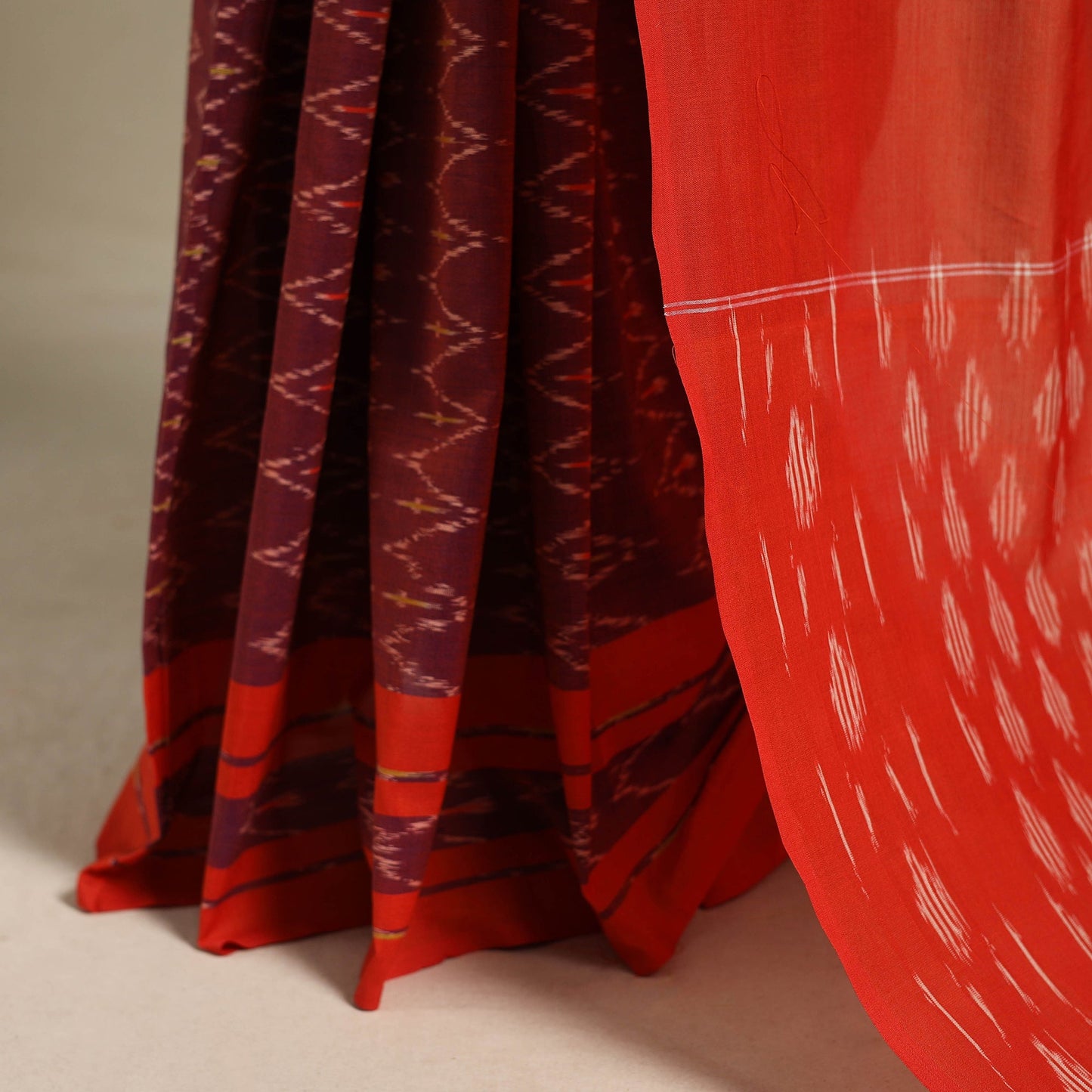 Red - mercerised cotton handloom pochampally ikat saree 27