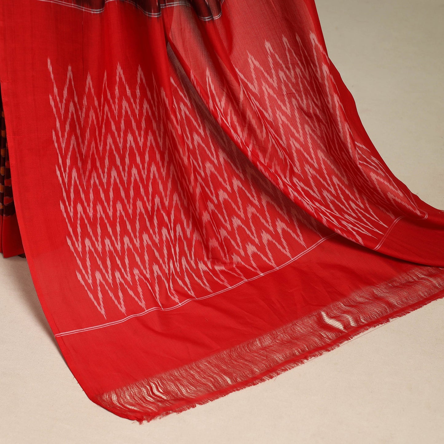 Red - mercerised cotton handloom pochampally ikat saree 29