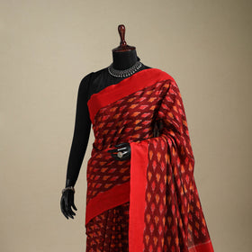 Red - mercerised cotton handloom pochampally ikat saree 29