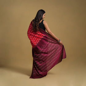 Red Mercerised Cotton Handloom Pochampally Ikat Saree