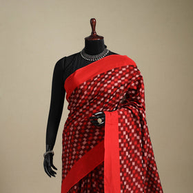 Red - mercerised cotton handloom pochampally ikat saree 35