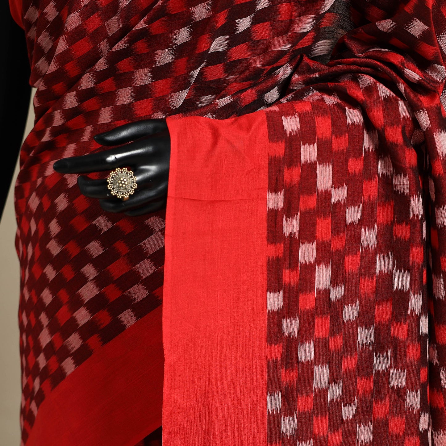 Red - mercerised cotton handloom pochampally ikat saree 35