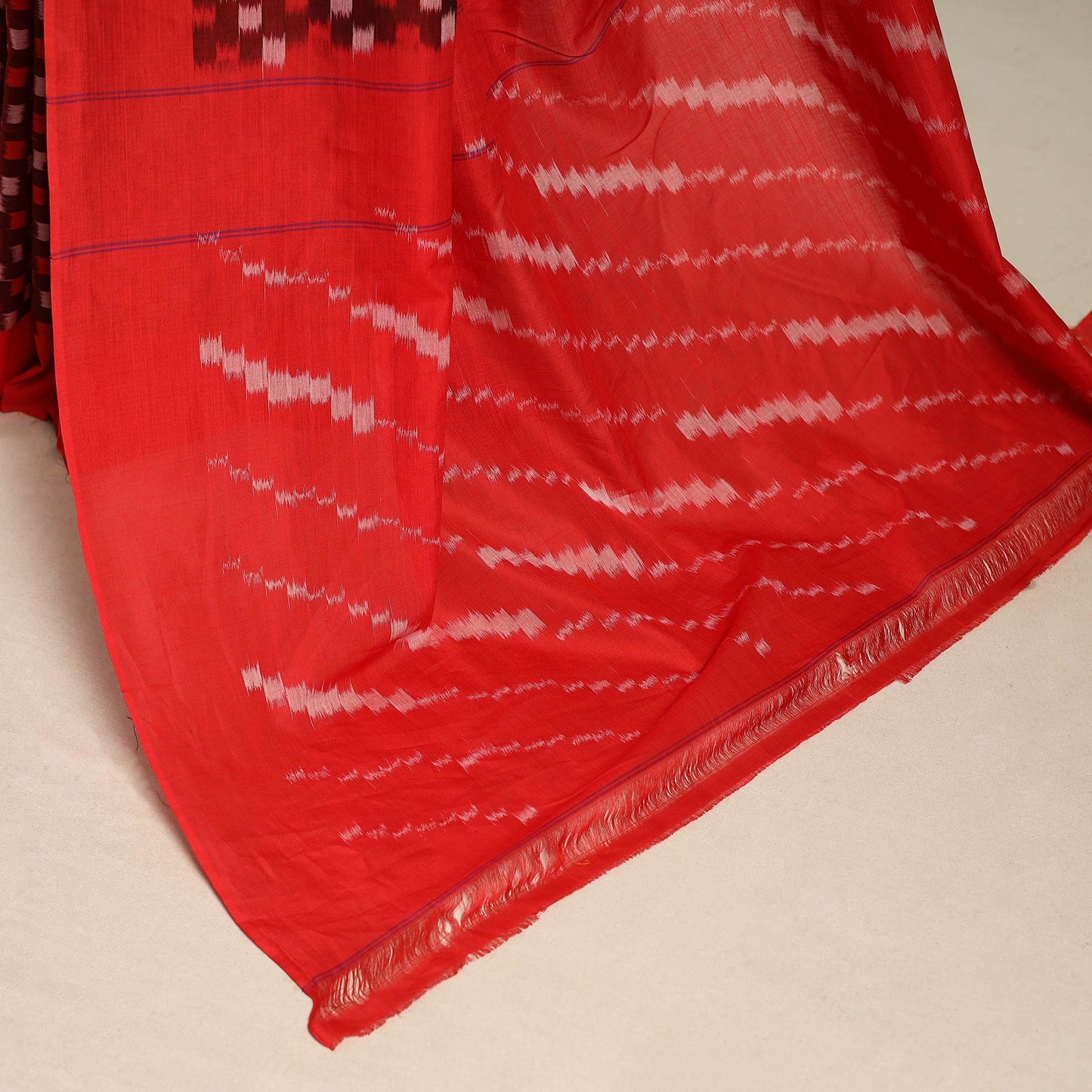 Red - mercerised cotton handloom pochampally ikat saree 35
